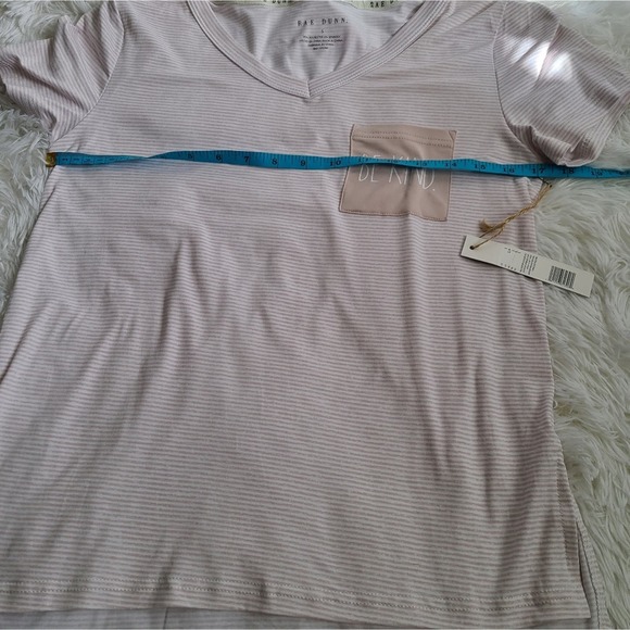 Rae Dunn Striped Hilo Hem Heather Pink Be Kind PJ Top NWT SZ S - Picture 6 of 8